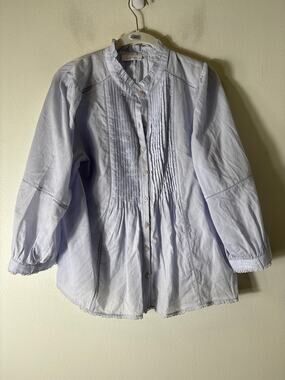 Little Moon Lavendar Cotton Front Pleat Detail Shirt Sz M